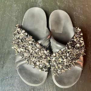 Tory Burch Logan embellished leather slides